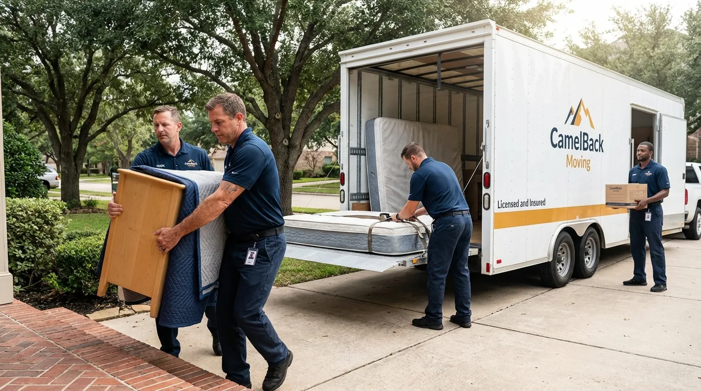 Crew loading residential truck for cross-state move from Saint Croix Falls, WI