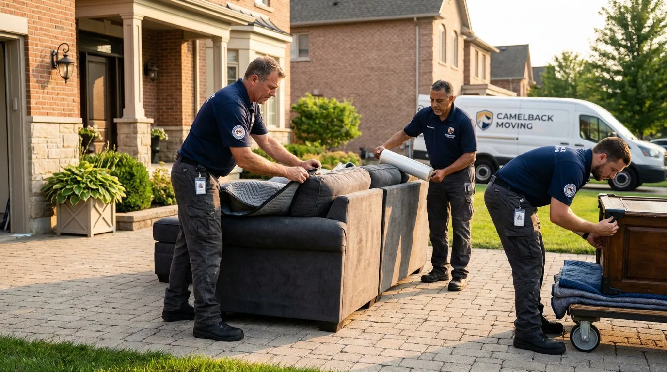 Large estate moving crew wrapping furniture in Saint Croix Falls, WI