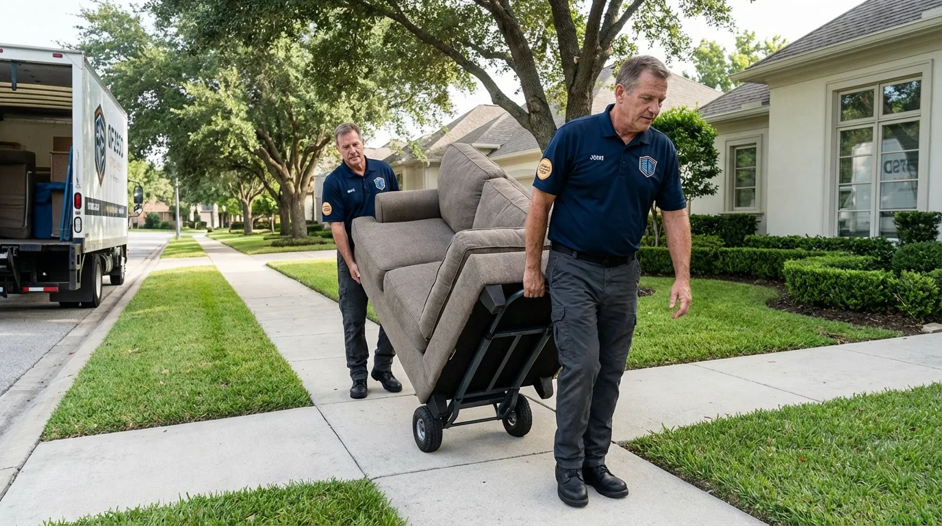 Local residential moving crew loading furniture in Saint Croix Falls, WI